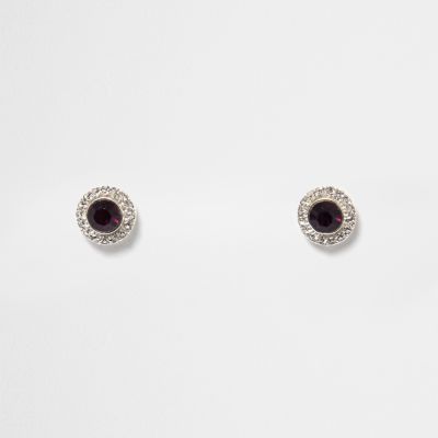 Purple February birthstone stud earrings